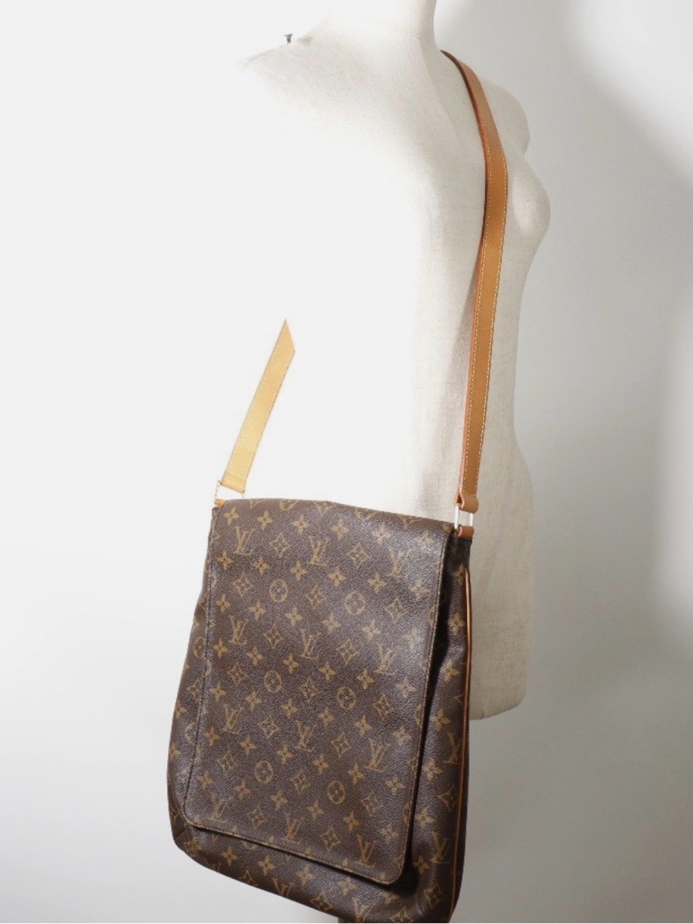 Louis Vuitton Brown Monogram Crossbody with Tan Strap